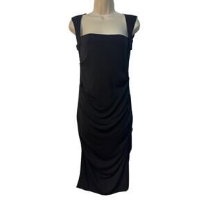Nicole‎ Miller Studio Square Neck Sleeveless Cutout Back Midi Dress Black Size L